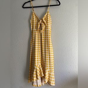 Capella Yellow checkered spaghetti strap summer dress